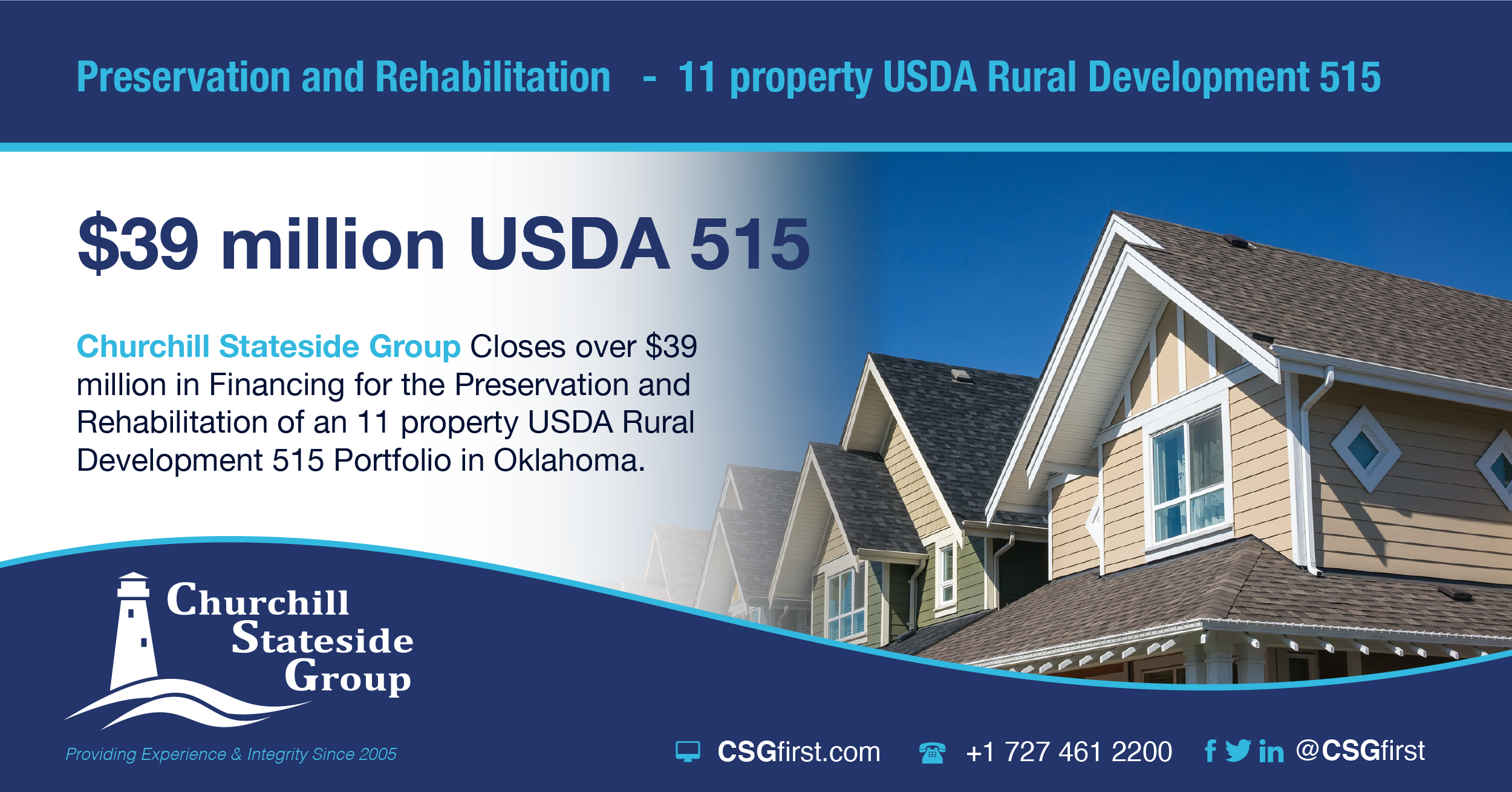 Churchill Stateside Group Closes over $39 million in Financing for the Preservation and Rehabilitation of an 11 property USDA Rural Development 515 Portfolio in Oklahoma