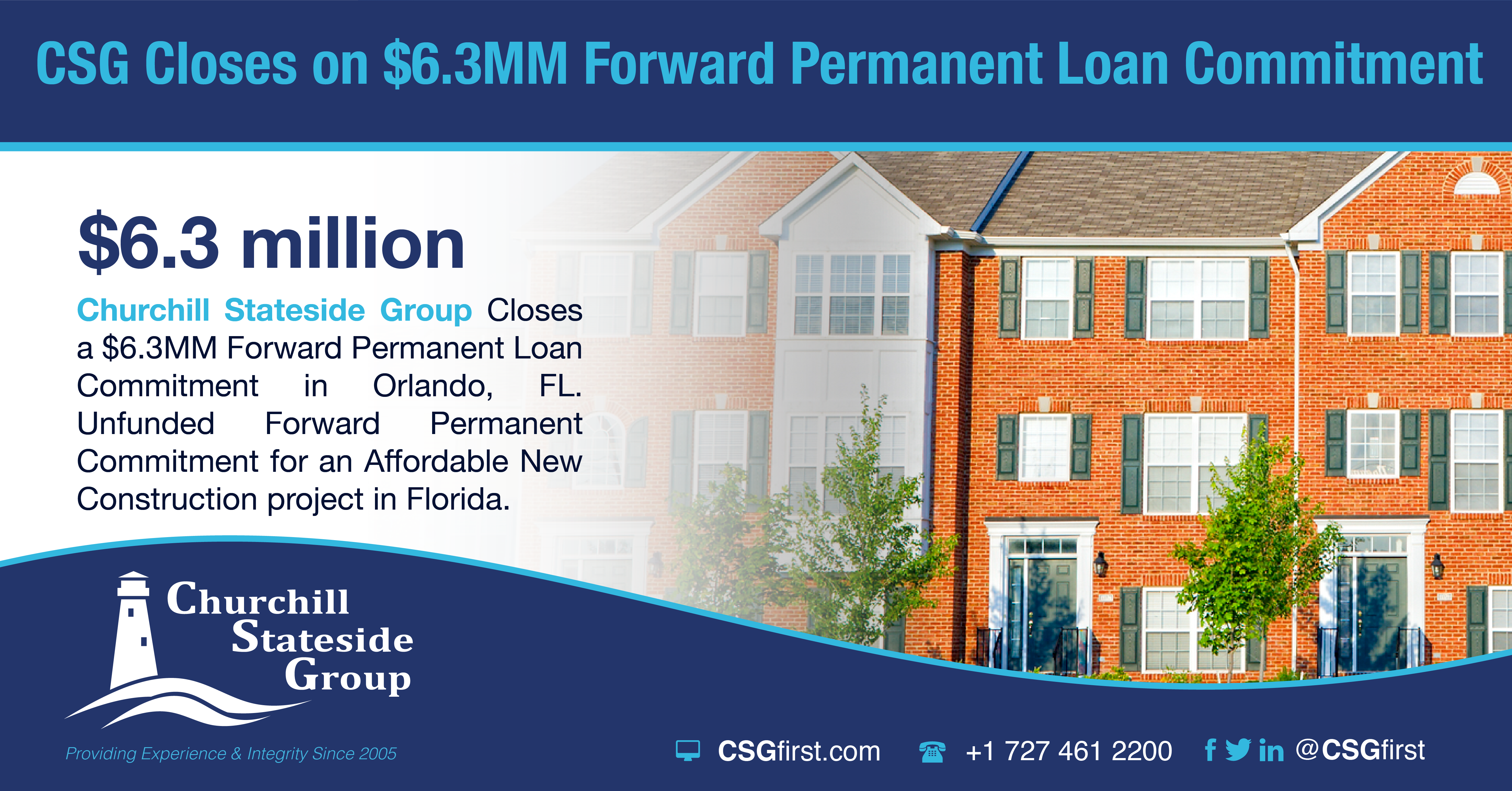 Churchill Stateside Group Closes a $6.3MM Forward Permanent Loan Commitment in Orlando, FL.